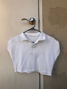 Elodie White Cropped Polo Shirt for Kids